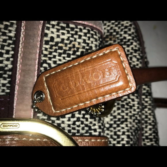 Vintage COACH Tweed and Leather Satchel Bag - Picture 12 of 13